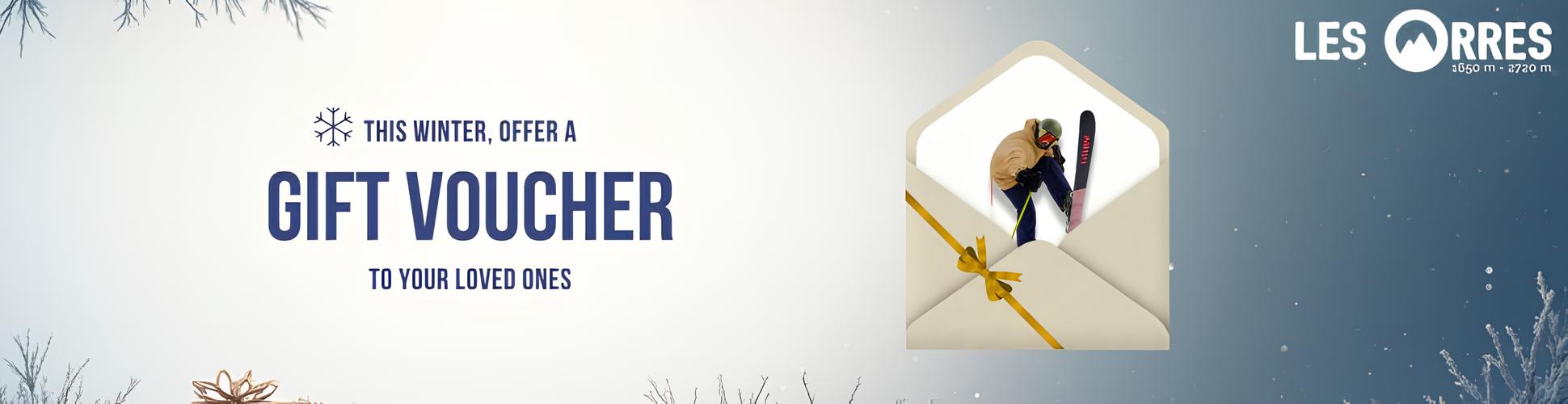 Welcoming picture of Ski resort Les Orres, people and mountains panoramas mixed together all across the picture