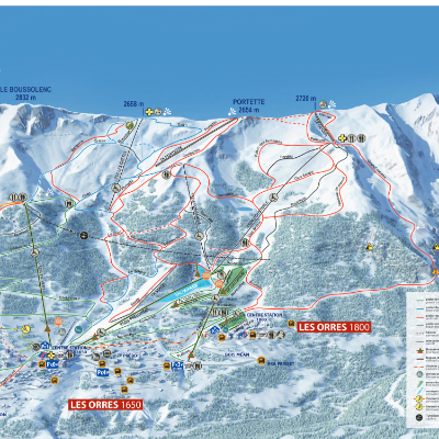 Plan des pistes de ski de la station des Orres